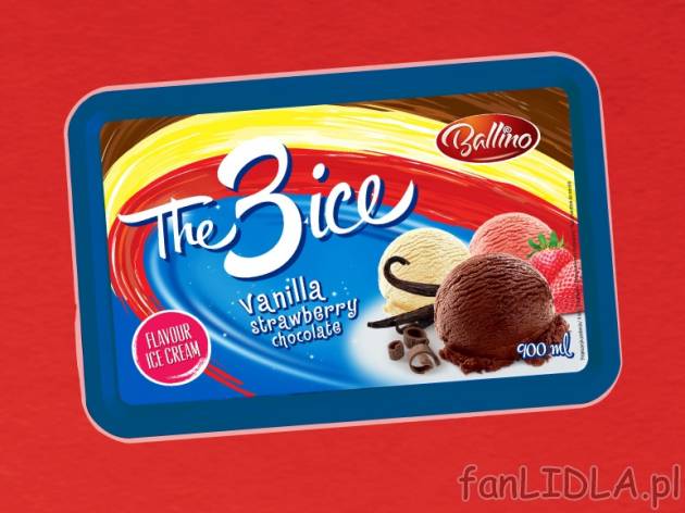 Lody The-3ice , cena 3,79 PLN za 900 ml/1 opak. 
- Połączenie trzech pysznych ...