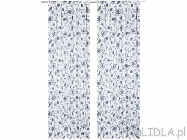 Komplet 2 zasłon Livarno, cena 39,99 PLN 
ok. 135 x 265 cm 
- wysoka zawartość ...