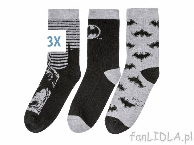 Skarpetki dziecięce z kolekcji Batman, 3 pary* Oeko Tex, cena 3,99 PLN 
*Artykuł ...