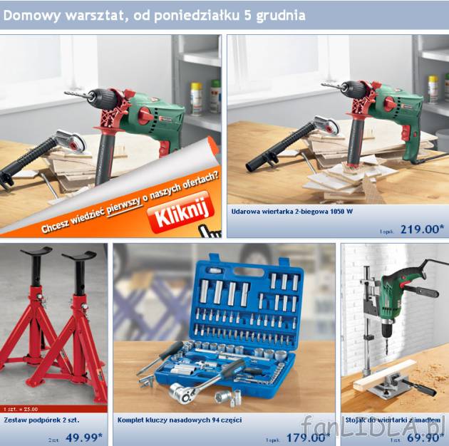 Domowy warsztat - gazetka Lidl z narzędziami dla majsterkowicza. Od poniedziałku ...