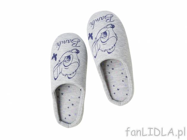 Kapcie w cenie 29,99 zł za sztukę. Kapcie z uroczym motywem Bambi lub Myszki Minnie.