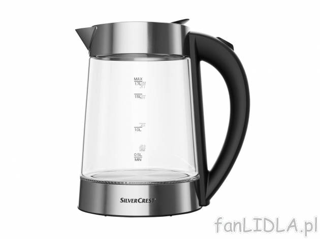 Szklany czajnik elektryczny 3000 W Silverscrest Kitchen Tools, cena 79,90 PLN 
- ...