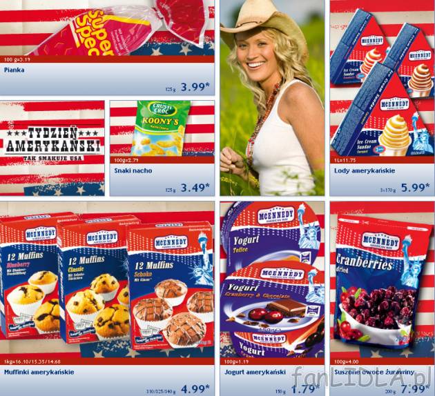 Pianka do jedzenia, Snaki nacho, lody amerykańskie, Muffinki amerykańskie, jogurt ...