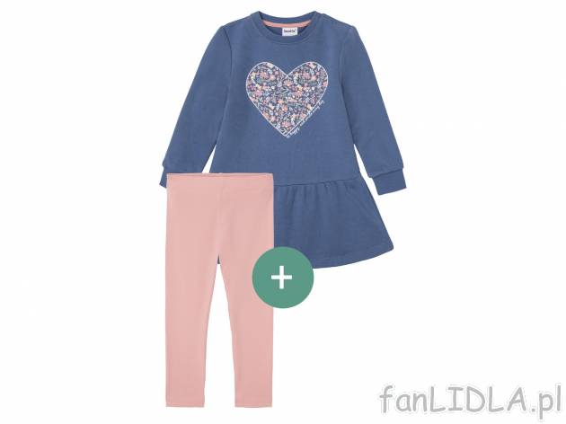 Zestaw dziewczęcy , cena 29,99 PLN 
- w zestawie: sukienka i legginsy
- sukienka: ...