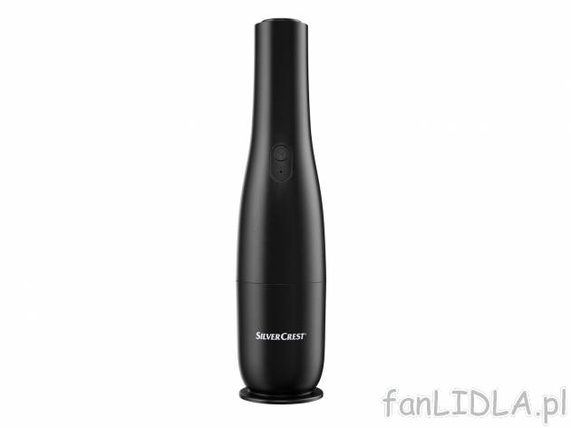 Designerski odkurzacz akumulatorowy Silvercrest, cena 49,00 PLN 
- pojemnik na ...