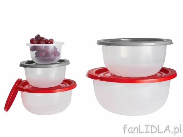 Zestaw 5 misek , cena 19,99 PLN  
-  5 l/3 l/1,6 l/0,8 l/0,4 l 
-  2 kolory