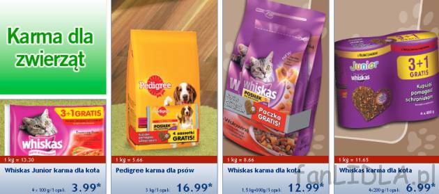 Posiłek dla zwierząt: karma dla zwierząt whiskas, Pedigreee Pal i dla kota