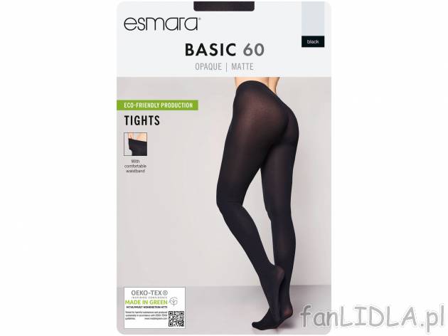 Rajstopy damskie 60 DEN Esmara, cena 14,99 PLN 
- 93% poliamidu, 7% elastanu (LYCRA&reg;) ...