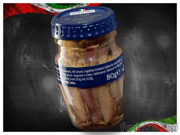 Fileciki z sardeli , cena 6,49 PLN za 80 g, 100g=8,11 PLN. 
- W oliwie z oliwek. ...