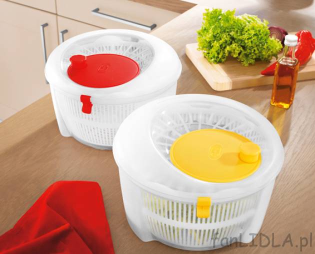 Wirówka do sałaty cena 15,99PLN 
- wys. 16 cm, śred. 24,5 cm
- pojemność 4 L