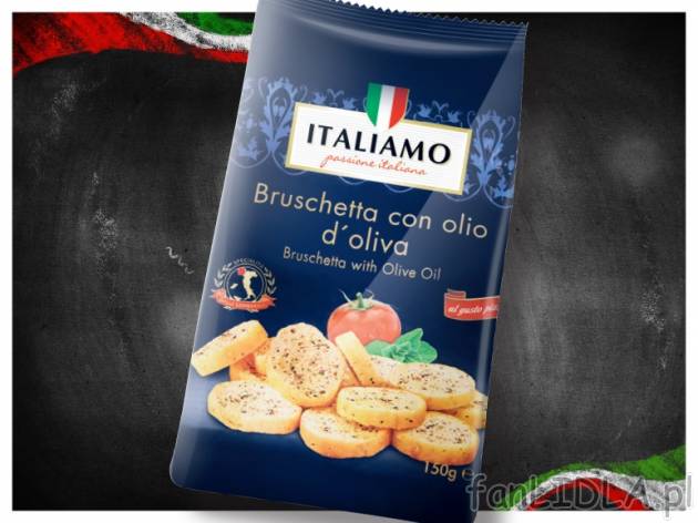 Bruschetta , cena 3,49 PLN za 150 g, 100g=2,33 PLN. 
- Chrupiąca przekąska doprawiona ...