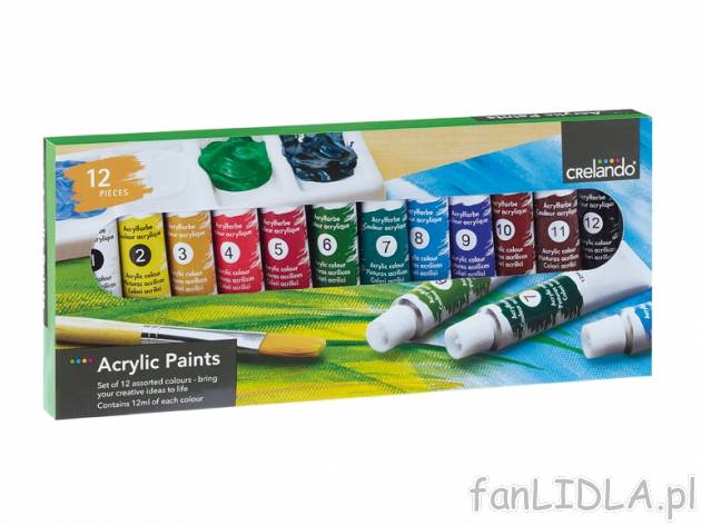 Farby , cena 12,99 PLN za 1 opak. 
- do wyboru:
 arby akrylowe 12 szt.
 farby akwarelowe ...