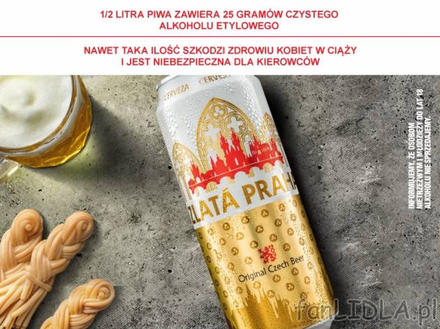 Zlata Praha - HIT CENOWY , cena 2,22 PLN za 500 ml/1 szt., 1L=4,44 PLN.