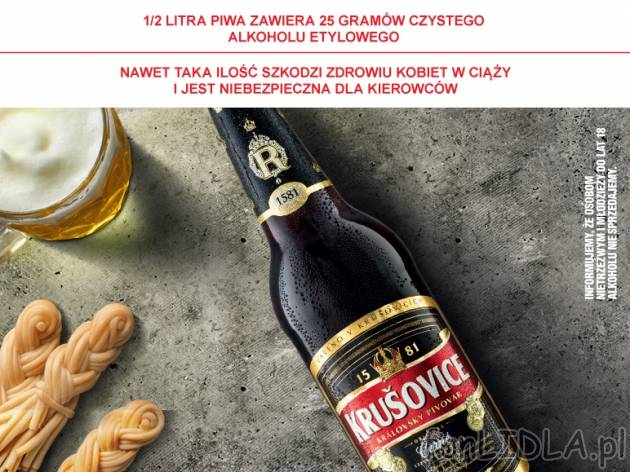 Krusovice ciemne , cena 3,69 PLN za 500 ml, 1L=7,38 PLN.