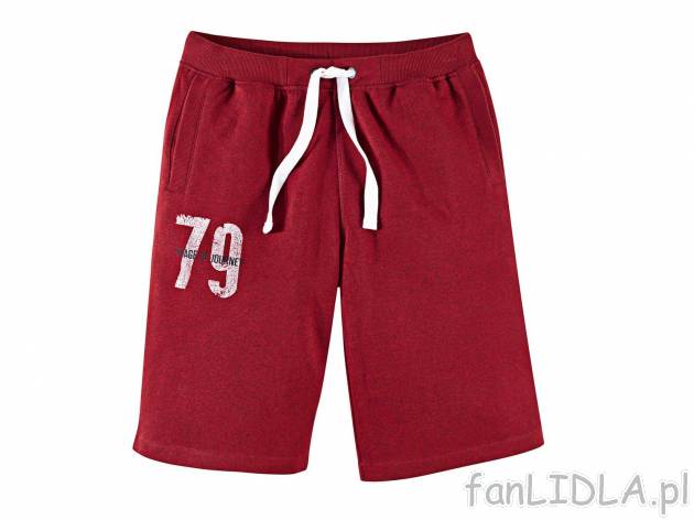 Bermudy dresowe męskie, cena 29,99 PLN. Krótkie spodenki sportowe, z wygodnymi ...