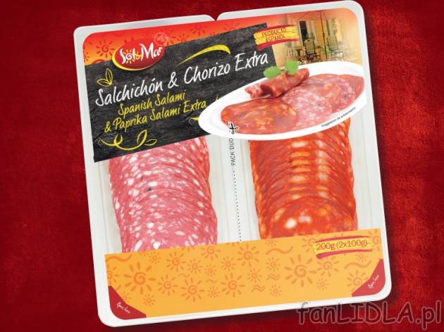 Chorizo Pamplona lub Chorizo-Salchichon , cena 5,55 PLN za 2x100 g /1 opak., 100 ...