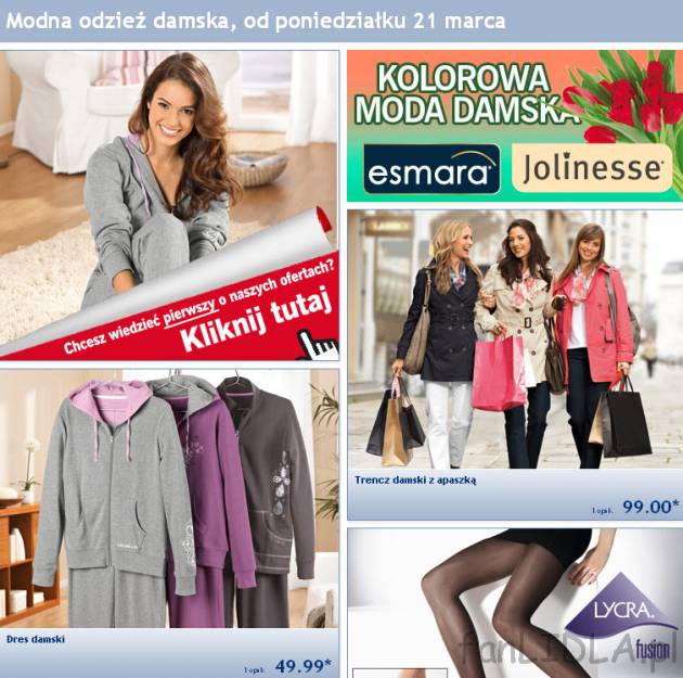 Modna odzież damska, Gazetka Lidl od poniedziałku 21 marca 2011