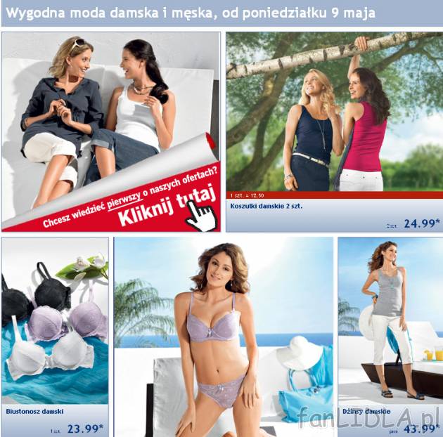 Gazetka Lidl od poniedziałku 9 maja 2011. Wygodna moda damska i męska
