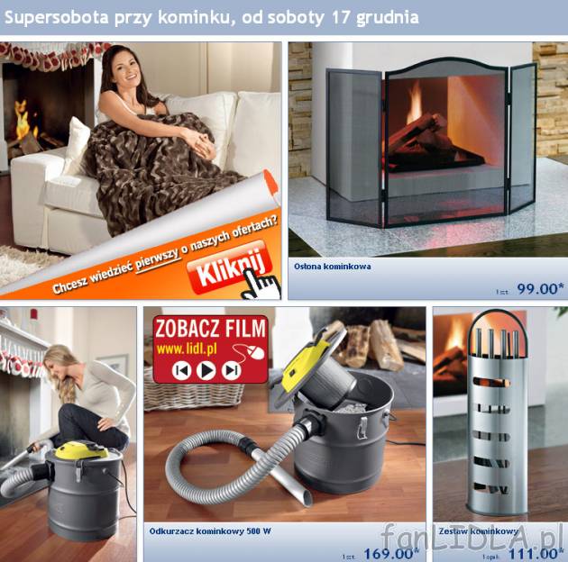 Supersobota przy kominku - gazetka Lidl od soboty 17 grudnia 2011