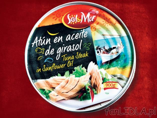Tuńczyk w oleju , cena 24,99 PLN za 900 g/1 opak., 1 kg=38,45 wg wagi odcieku PLN. ...