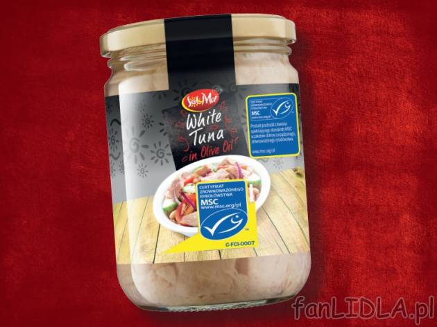 Biały tuńczyk w oliwe z oliwek , cena 19,99 PLN za 415 g/1 opak., 1 kg=71,39 PLN. ...