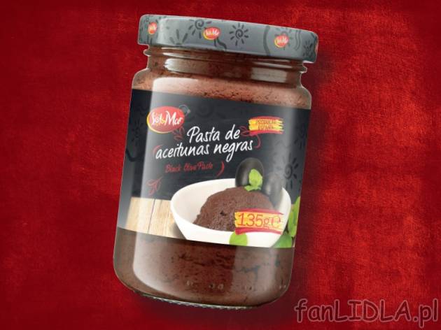 Pasta z zielonych lub czarnych oliwek , cena 4,99 PLN za 135 g/1 opak., 100 g=3,70 ...