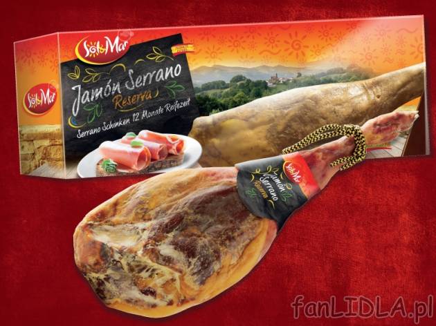 Szynka Jamon Serrano , cena 199,00 PLN za 1 szt. (6,5-7,5 kg) 
- Najwyższej jakości, ...