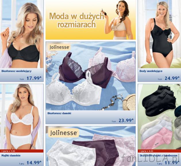Moda w dużych rozmiarach - bielizna damska