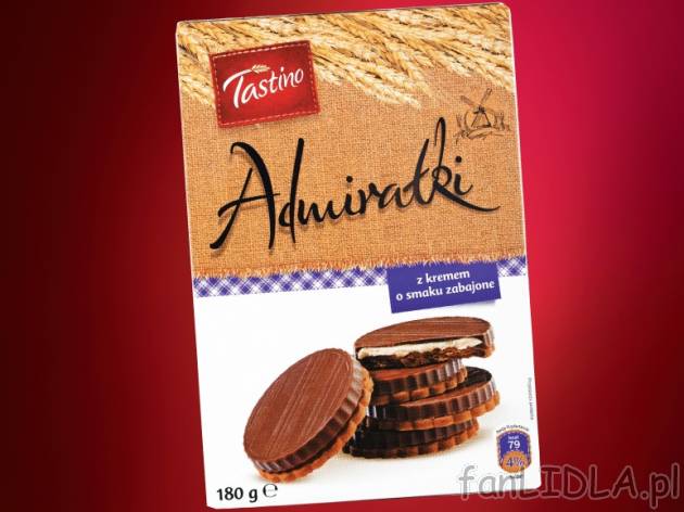 Admirałki o smaku zabajone , cena 3,19 PLN za 180 g, 100g=1,77 PLN. 
- Admirałki, ...