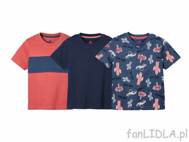 Koszulki chłopięce, 3 szt. , cena 19,99 PLN. T-shirty chłopięce z okrągłymi ...