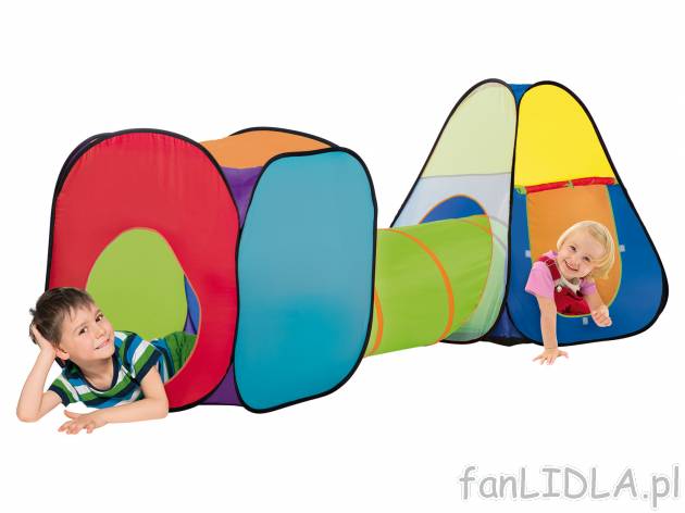 Namioty do zabawy z tunelem , cena 69,90 PLN 
- w zestawie: kostka, tipi i tunel ...
