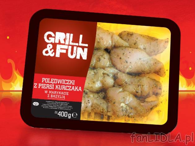 Polędwiczki z kurczaka , cena 7,19 PLN za 400 g, 1kg=17,98 PLN. 
- W marynacie, ...