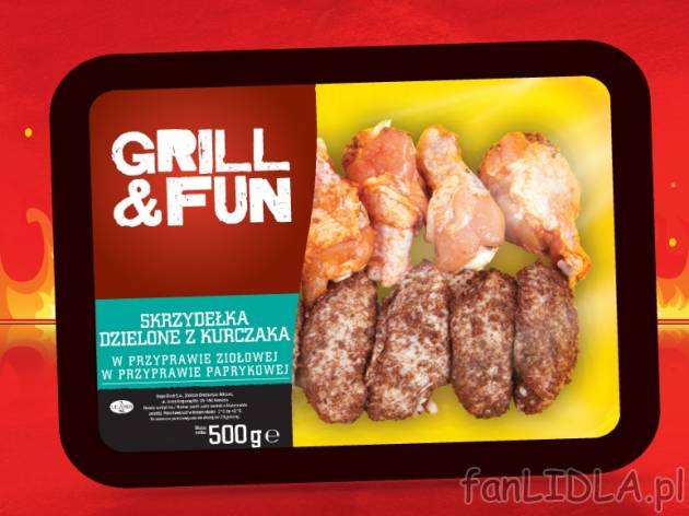 Skrzydełka z kurczaka , cena 4,79 PLN za 500 g, 1kg=9,58 PLN.  
-      W przyprawach