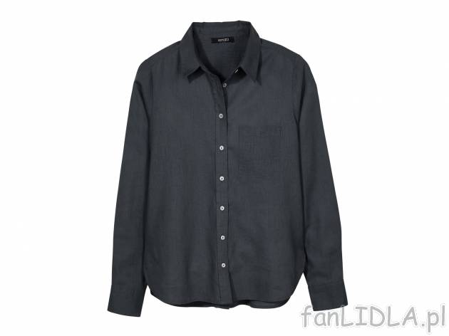 Bluzka damska z lnem , cena 39,99 PLN. Koszula zapinana na guziki. Elegancki fason, ...