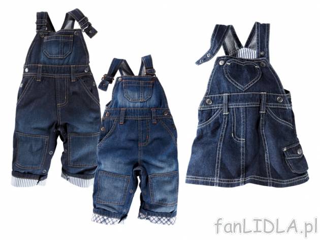 Ogrodniczki jeansowe lub sukienka Lupilu, cena 29,99 PLN za 1 szt. 
- materiał: ...