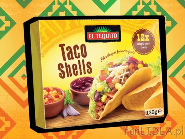 Taco shells , cena 4,99 PLN za 135 g/1 opak., 100 g=3,70 PLN. 
- 12 chrupiących ...