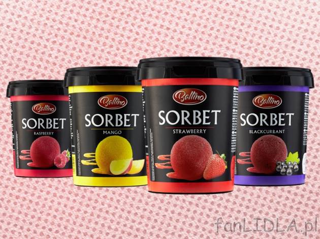 Sorbet owocowy , cena 4,00 PLN za 500 ml/1 szt., 1 L=9,58 PLN. 
Czas na mocno owocowe ...