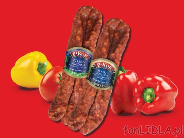 Kiełbasa polska surowa długodorzewająca , cena 6,39 PLN za 230 g/1 opak., 100 ...