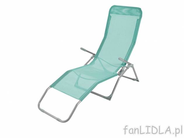 Leżak składany idealny na letni wypoczynek do ogrodu, na plażę lub na taras, ...