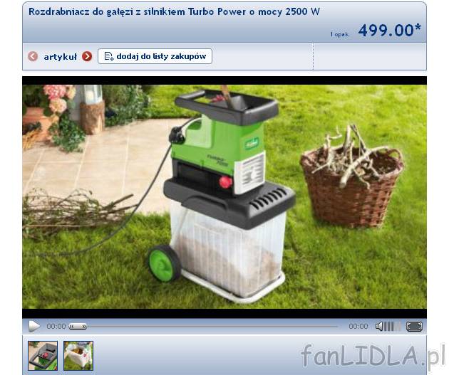 Rozdrabniacz do gałęzi z silnikiem Turbo Power o mocy 2500 W cena 499PLN
- cichy ...