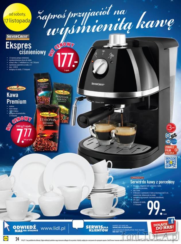 Ekspres ciśnieniowy do kawy Silvercrest Kitchen Tools cena 177PLN. Nie na kapsułki ...