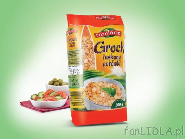 Groch łuskany , cena 1,35 PLN za 500 g, 1kg=2,70 PLN. 
- Wyśmienity dodatek do ...
