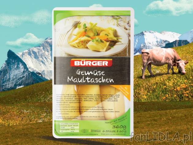 Oryginalne pierogi ze Szwabii , cena 4,99 PLN za 300/360 g, 1kg=16,63/13,86 PLN. ...