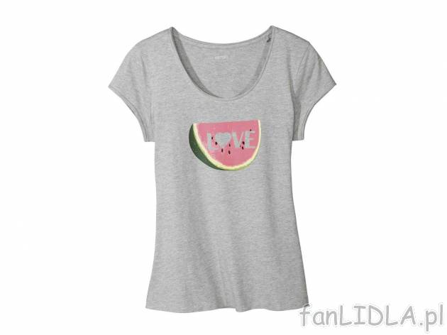 T-shirt damski , cena 17,99 PLN. T-shirt z okrągłym dekoltem. 
- rozmiary: XS-L ...