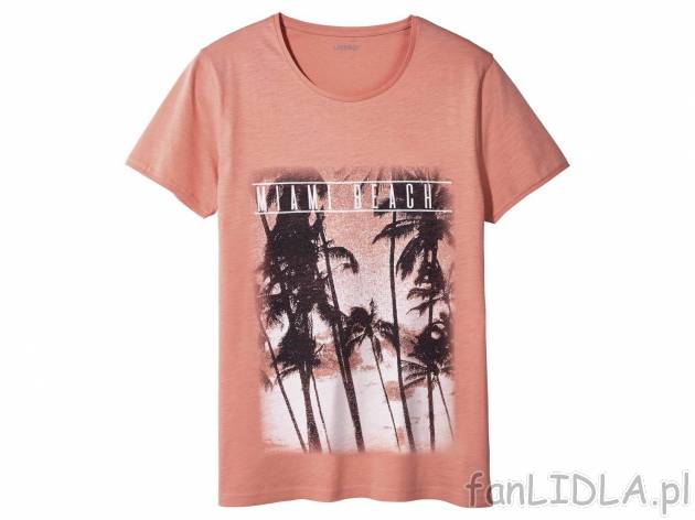 T-shirt męski , cena 19,99 PLN. T-shirt z okrągłym dekoltem i nadrukami. 
- ...