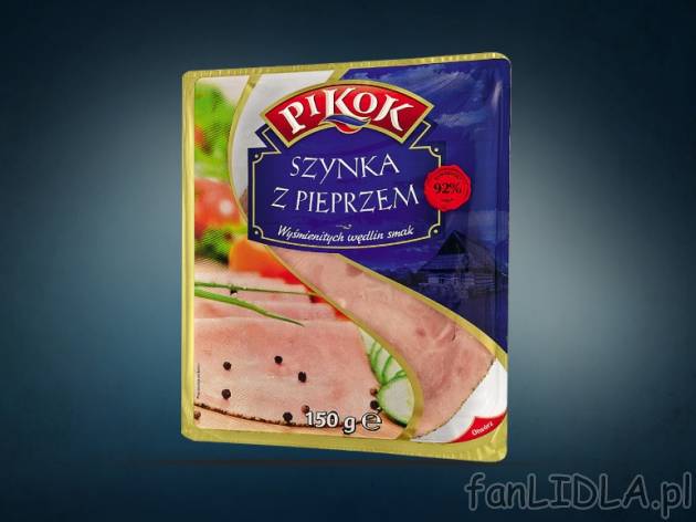 Szynka z pieprzem , cena 4,39 PLN za 150 g, 100g=2,93 PLN. 
- Zdobywca nagrody ...