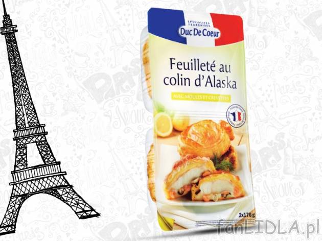 Ryba w cieście francuskim , cena 8,99 PLN za 2x170 g, 1kg=26,44 PLN. 
- Łosoś ...
