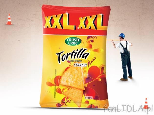 Chipsy tortilla , cena 4,99 PLN za 375 g, 1kg=13,31 PLN. 
- Chrupiące chipsy tortilla ...