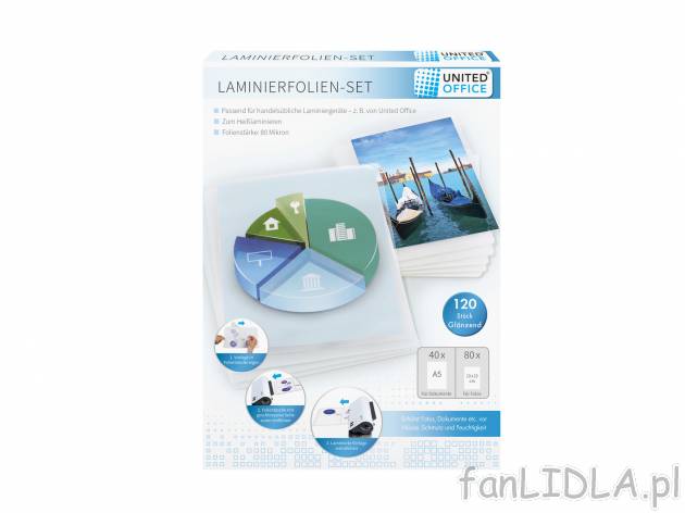 Zestaw folii do laminowania , cena 9,99 PLN 
- do wyboru: zestaw folii A4 (40 szt.) ...