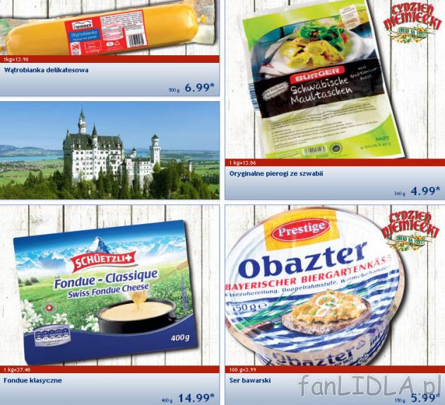 Wątrobianka delikatesowa, pierogi ze szwabii Burger, Fondue klasyczne Schuetzli, ...